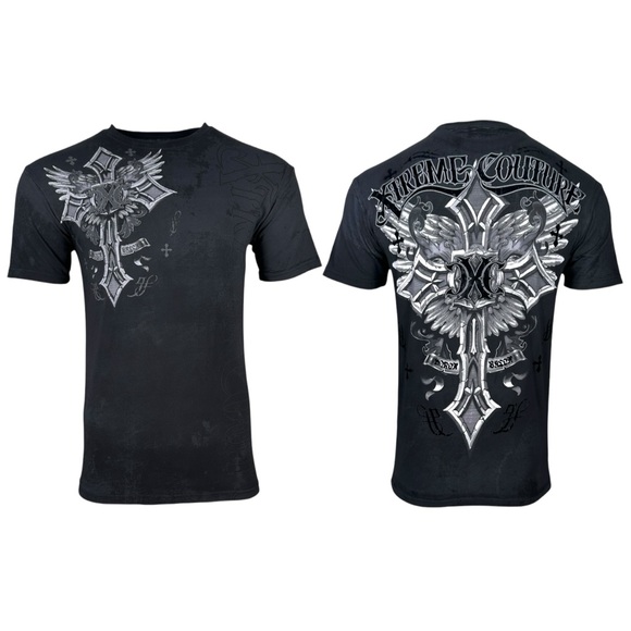 Xtreme Couture by Affliction Men's T-Shirt Brigadier Biker Cross Y2K S-5XL - Picture 2 of 7